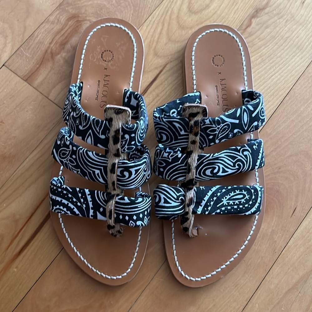 KJACQUES patterned flat leather sandals, size 39